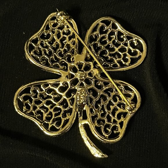 Sarah Coventry Filigree Four‑Leaf Clover Brooch – Vintage – Excellent Condition - Picture 3 of 10